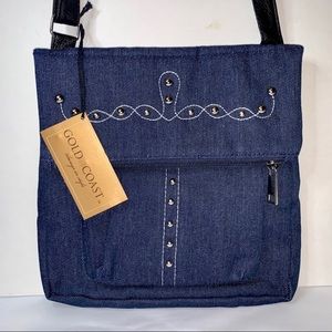 Gold Coast Chambray/Denim Crossbody/Shoulder Bag Lightweight